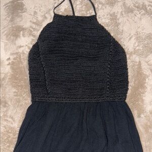 Hollister Black Crochet Halter Maxi Dress